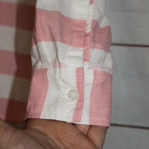 TOMMY HILFIGER Boyfriend Pink White Shirt Medium Tunic - Picture 3 of 5